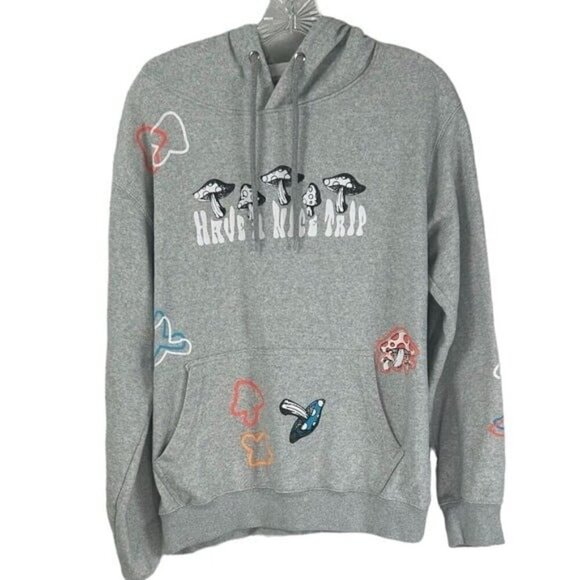 Eighty Eight Men SZ S Jogger Hoodie Mushroom Sweatshirt "HAVE A NICE TRIP" Fairy - Picture 3 of 8